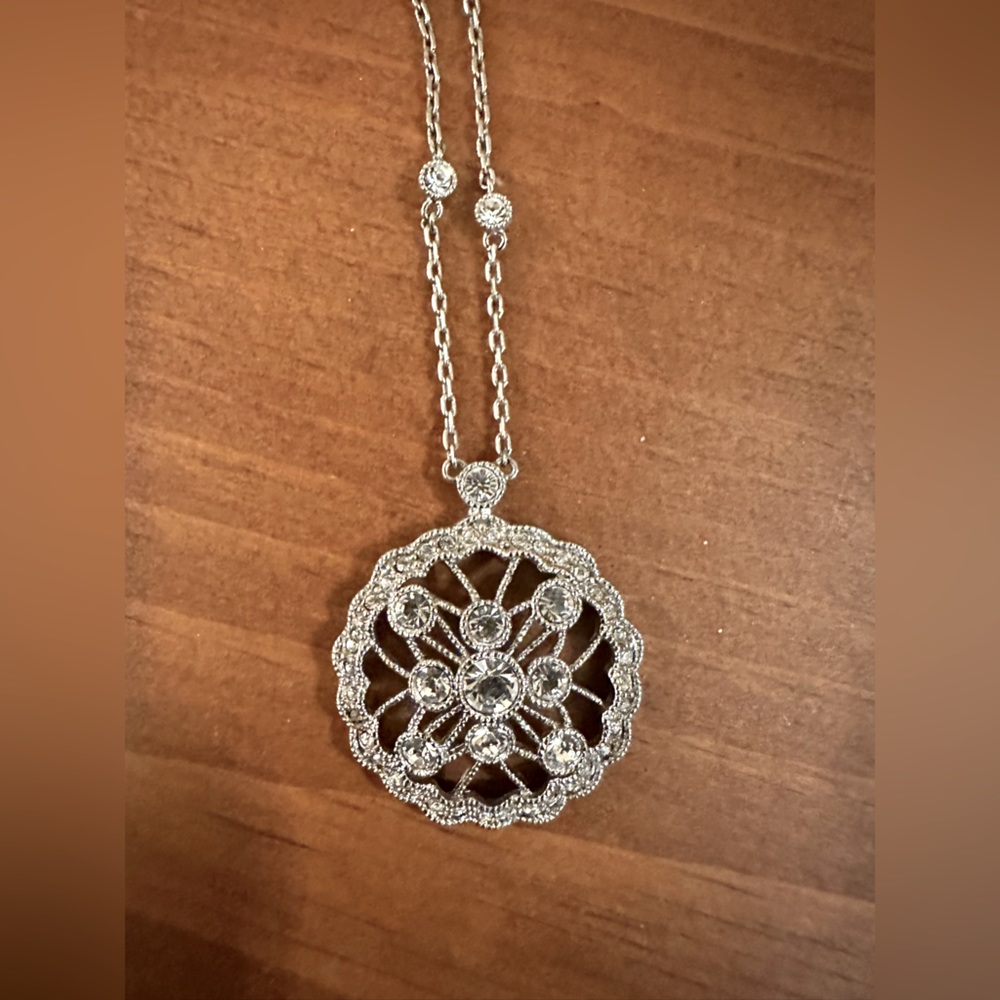 Silver and CZ 16” necklace